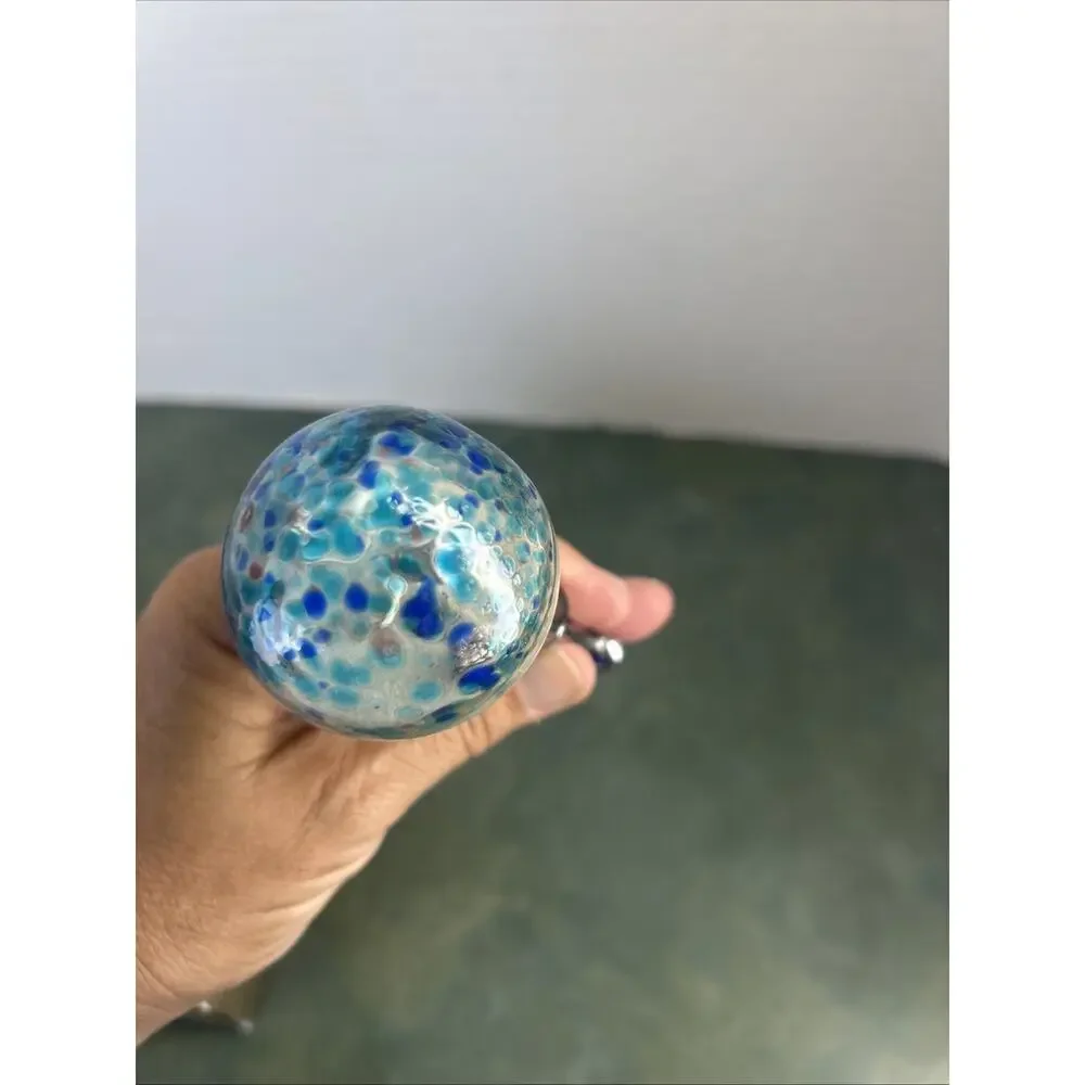 Pier 1 Imports Wine Bottle Stopper Sand Shell Art Glass Blue Orb SKU 2764602